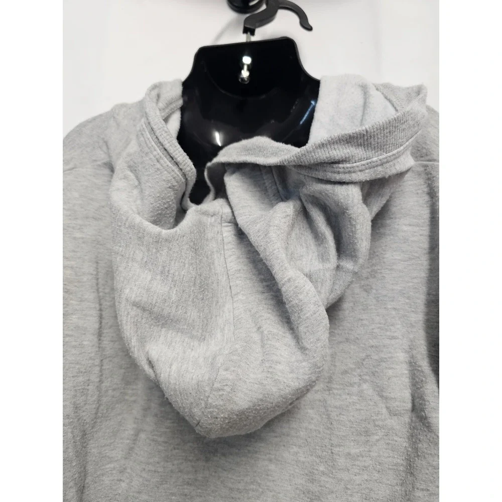 Athleta Girl gray one piece hooded jumpsuit 14 zipper thumb holes pockets
